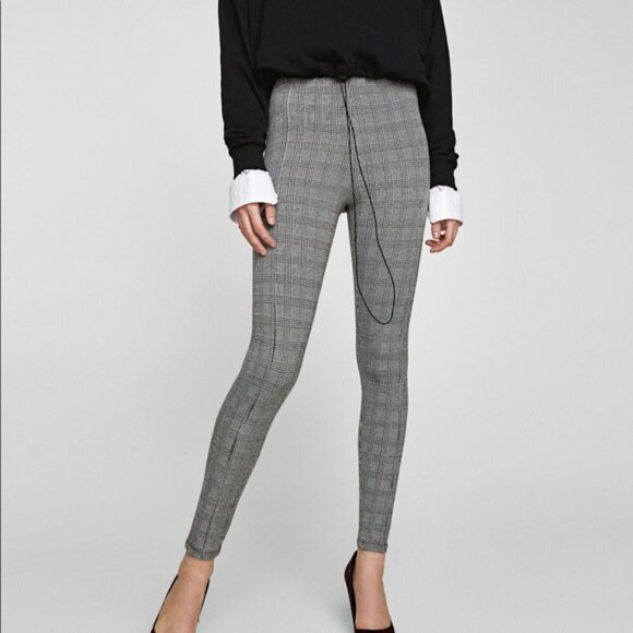 Zara High Waisted plaid pants Leggings - Picture 4 of 7